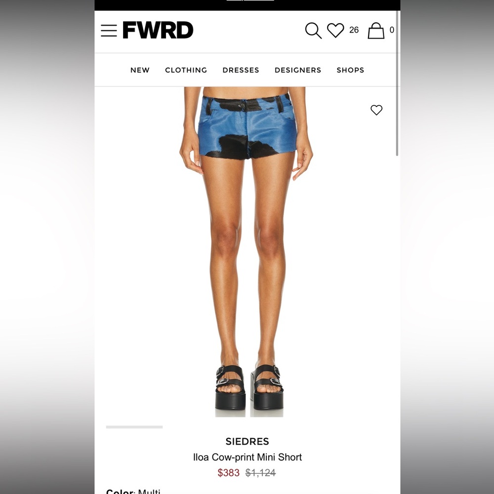 SIEDRES Iloa Cow-Print Mini Short In Multi in Blue